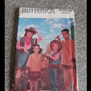 Vintage Butterick 6852 Native American & Cowgirl Costumes Kids Size 4-14